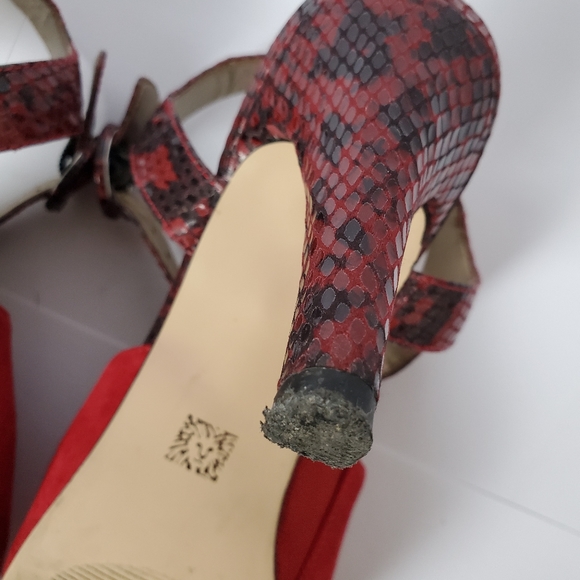 ANNE KLEIN red heeled sandals size 7.5M - Picture 5 of 8
